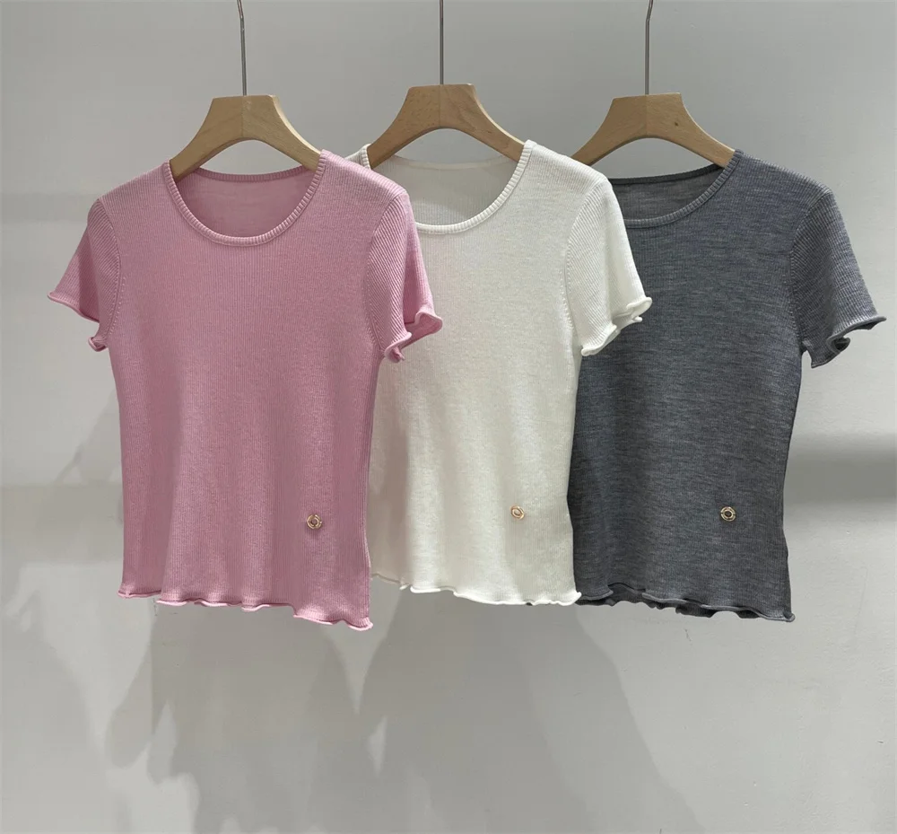 26 Summer Women's Clothes Round Neck Short-sleeved Knit Top