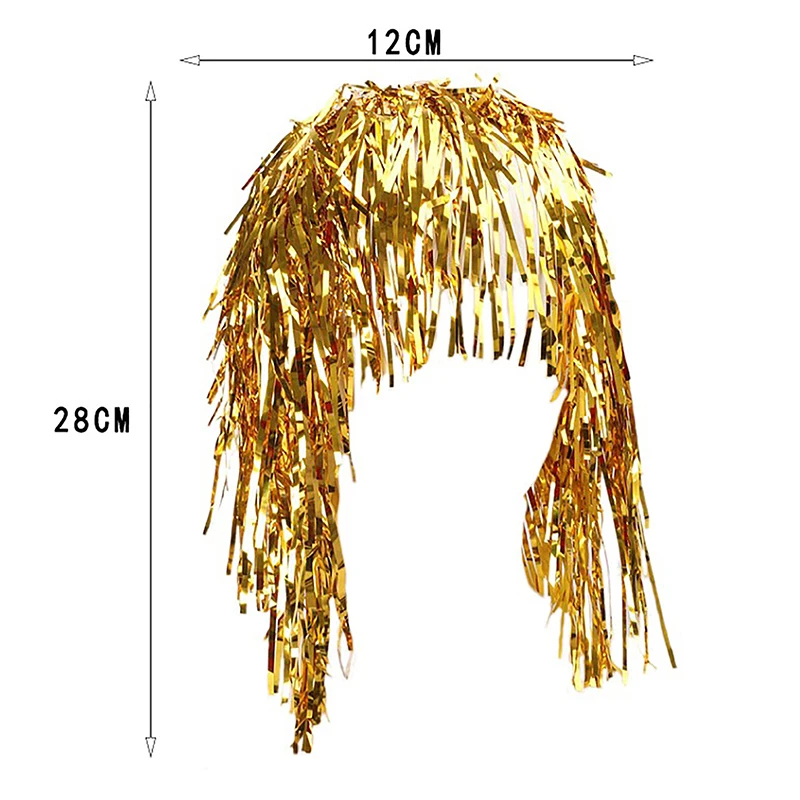 Foil Tinsel Wigs Costume Cosplay Funny Shiny Hat Metallic Hair Accessories For Party Carnival Masquerade Wig