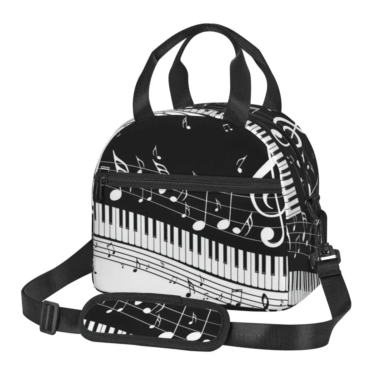 

Термосумка для обедов с изображением абстрактных клавиш пианино и музыкальных нот, для женщин, герметичная, для хранения бенто-боксов и еды, термоконтейнер-холодильник