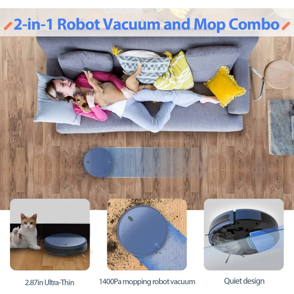 Robot Vacuum, Robot Vacuum Cleaner with WiFi/APP/Alexa, Automatic Self-Charging, Robot Vacuum and Mop Combo Perfect