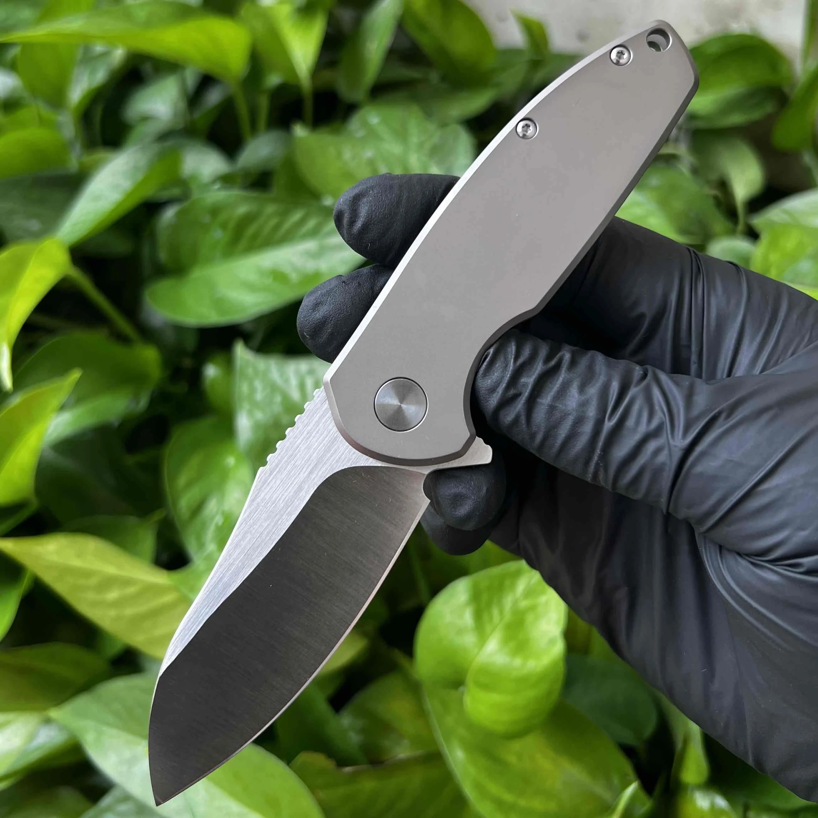 Pisau Lipat EDC Berkemah Luar Ruangan CNC Baru 14C28N Baja TC4 Pegangan Aloi Titanium Alat Pertahanan Diri Berburu Liar Pisau Buah
