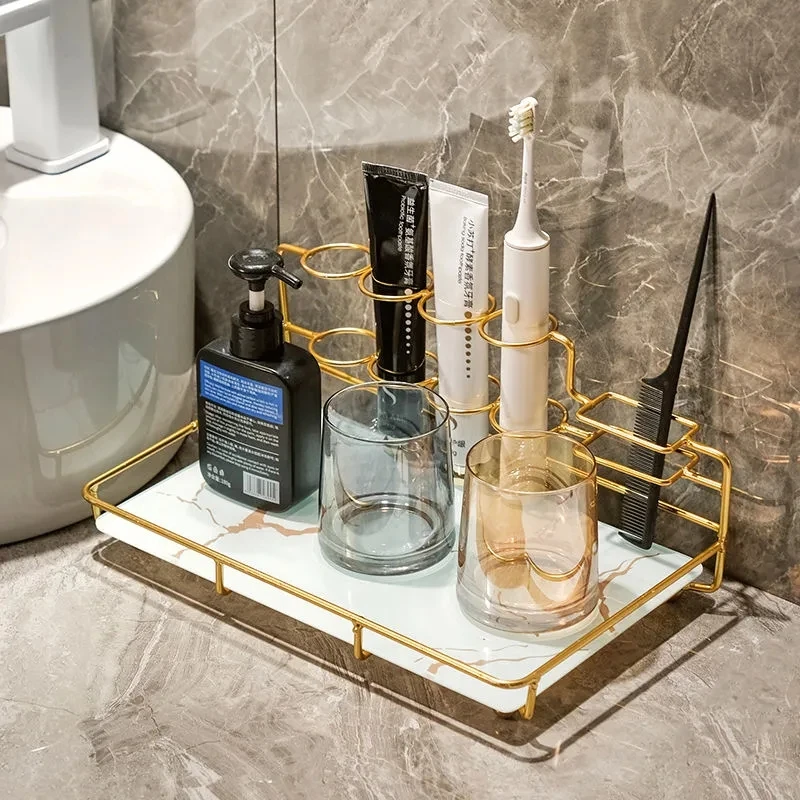 

Iron Art Nordic Style Bathroom Rack Lipstick Perfume Cosmetic Skin Care Product Storage Rack Finishing Table Rack