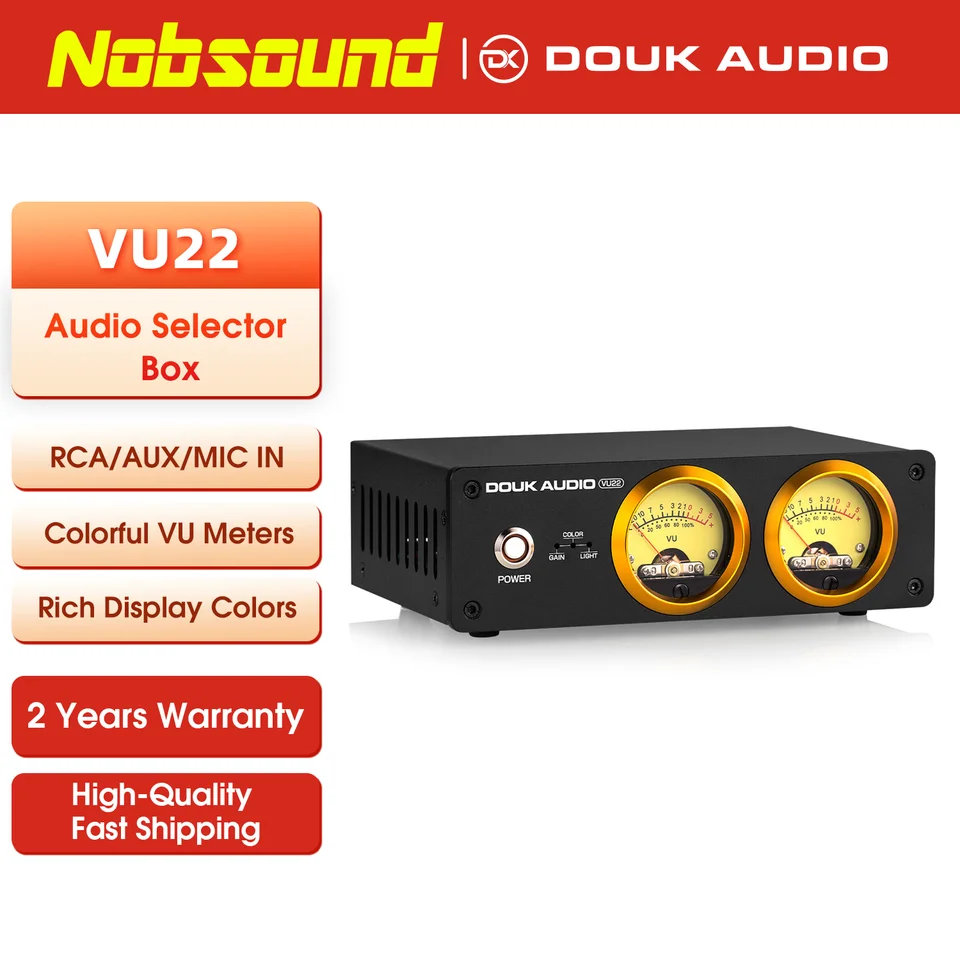 Douk Audio VU56 PRO – 2-Kanal LED Spektrum Visualizer Mit Audio-Splitter