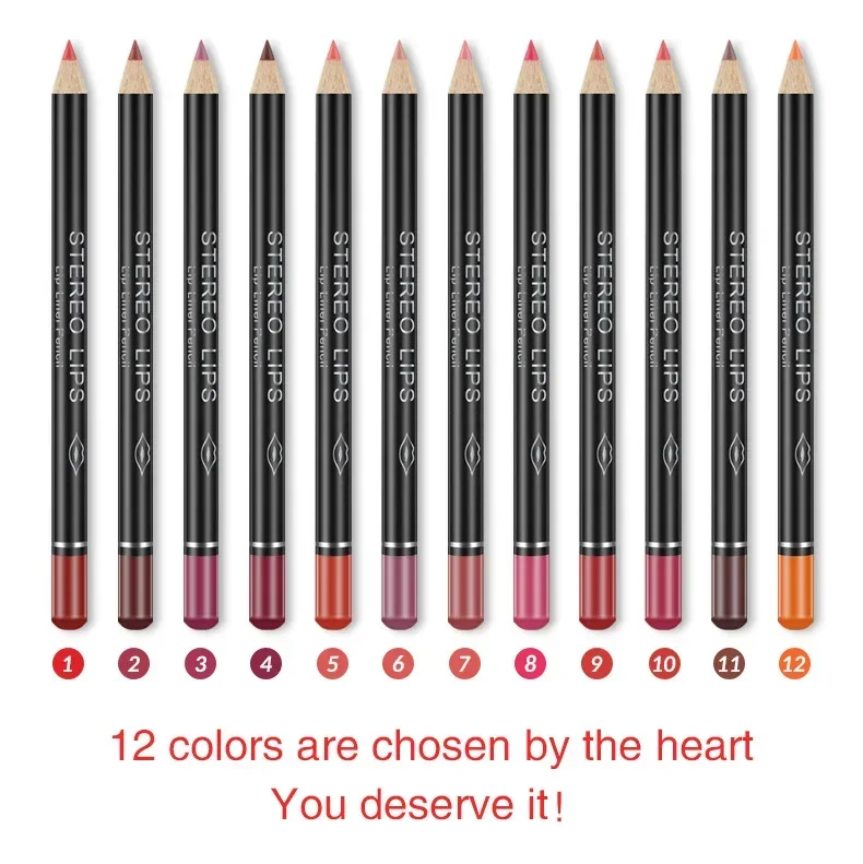 12 sztuk profesjonalna kredka do ust długotrwała wodoodporna kredka do ust makijaż kosmetyczny wielofunkcyjna kredka do ust hurtownia
