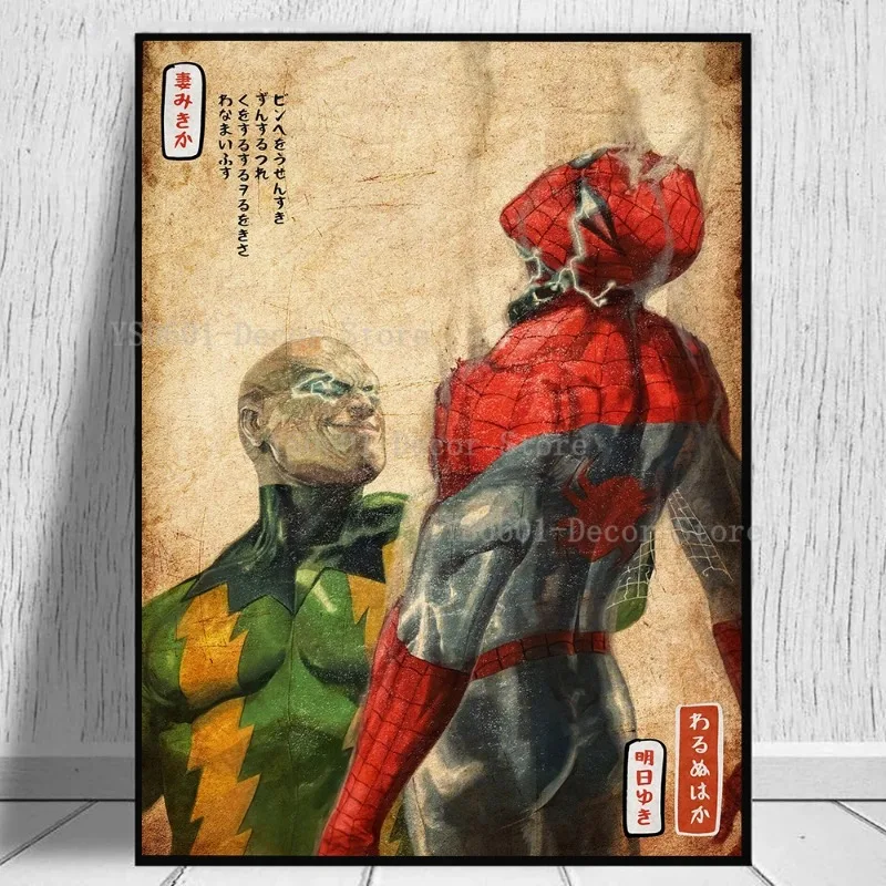 Miniso Disney Marvel Japanese Style Superhero Superhero Spiderman Posters Prints Home Decor Wall Art Canvas Painting Living Room