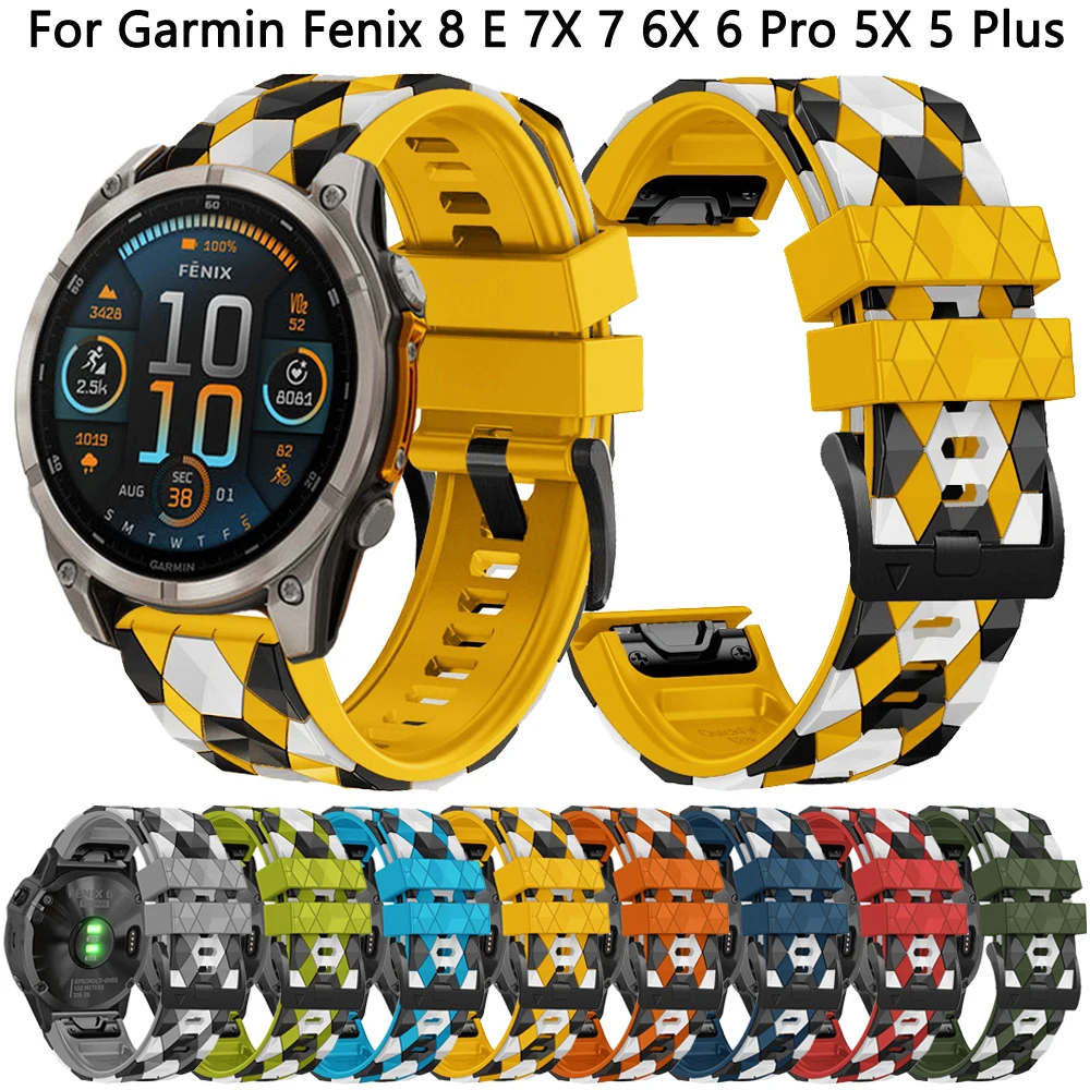 26mm 22mm Silicone Band For Garmin Fenix 8 E 7 7X 6 6X Pro 5X 5 Plus Strap Enduro 3 Epix Pro Gen 2 47mm 51mm 955 MK2i Bracelet