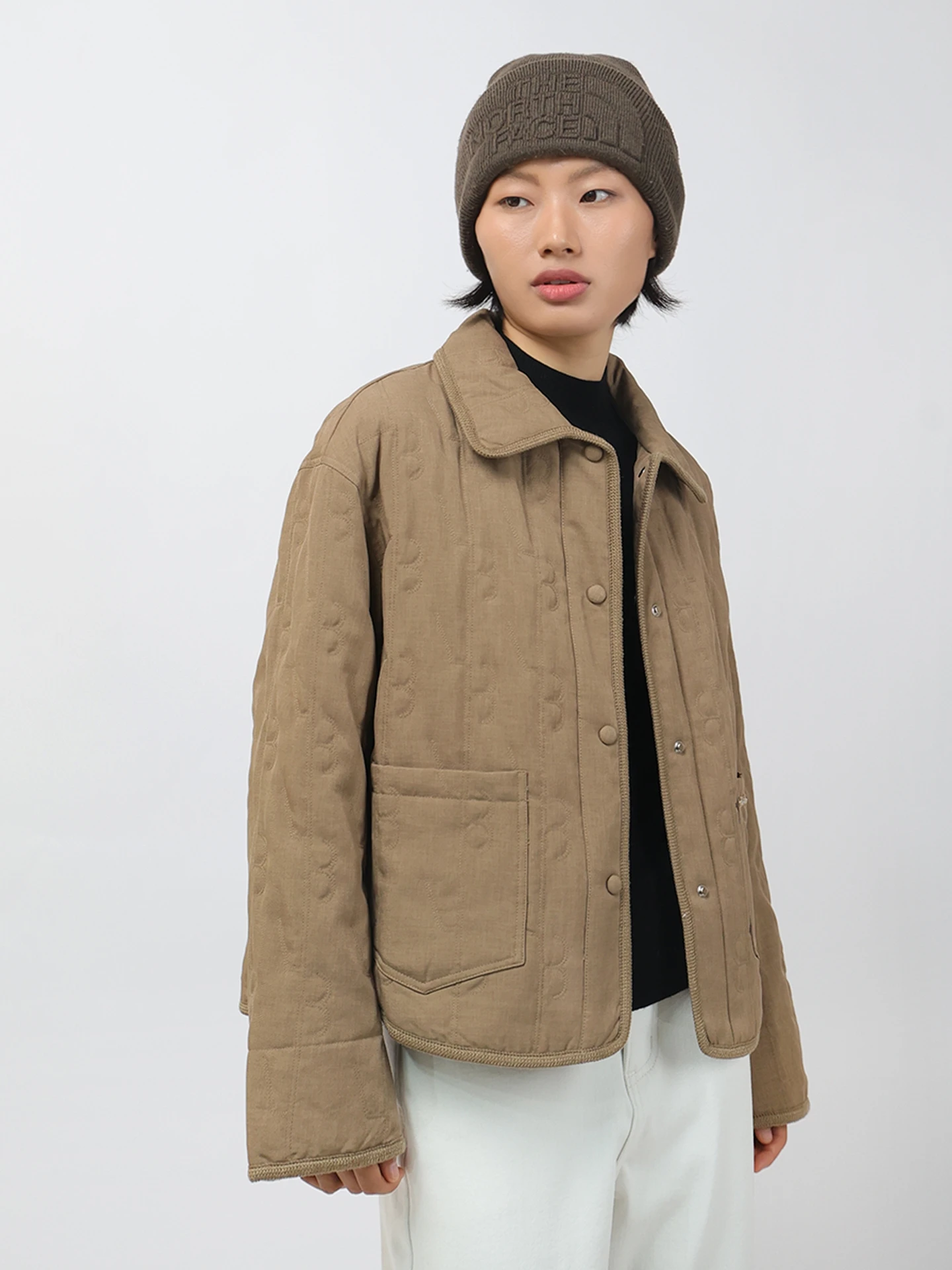 

Old Money Sle Goose down Jaet Stand Collar Women's Winter Coat Warmth Embroidery Straight Tube Commute Sle ort Length