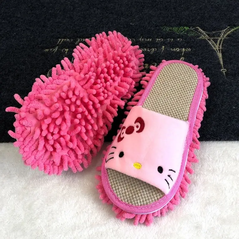 

Hello Kitty Slippers Cute Four Seasons Lazy Floor Cleaning Slippers Home Mute Removable Washable Kitchen Cleaning Slippers