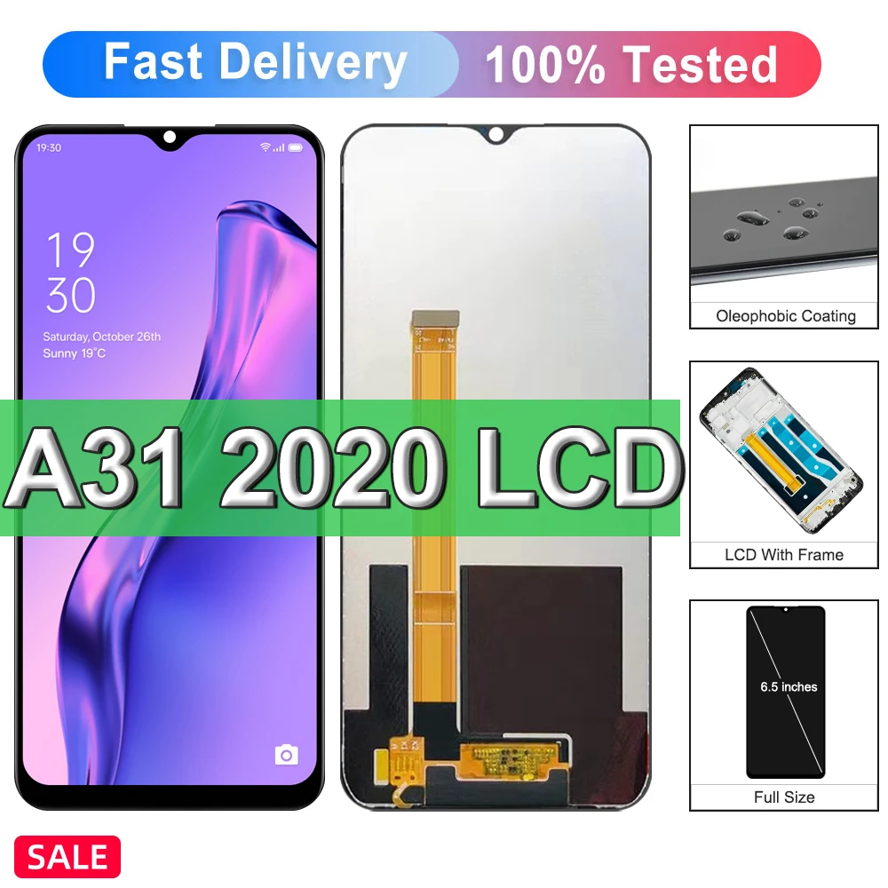 6.5'' Display For Oppo A31 2020 CPH2015 CPH2073 CPH2081 CPH2029 CPH2031 LCD Display Touch Screen Digitizer Assembly Replacement