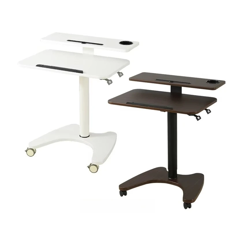 Adjus computer desk Rolling, laptop cart wheels Movable Tilting mobile standing  Study