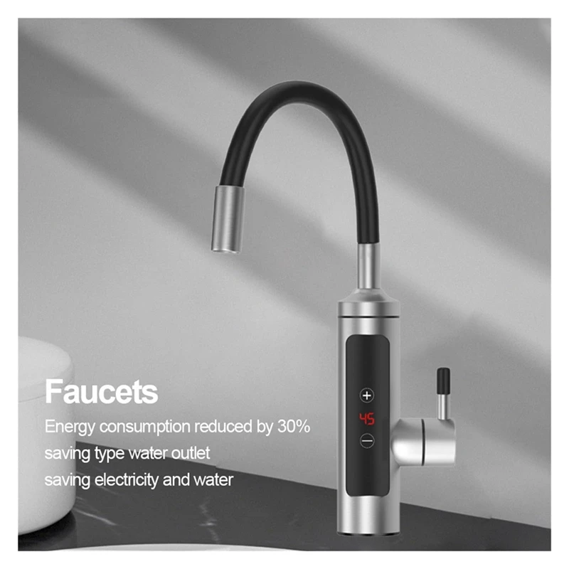 

Instant Tankless Water Faucet, Electric Hot Water Heater Faucet,LCD Digital Kitchen Instant Heating Faucet Durable