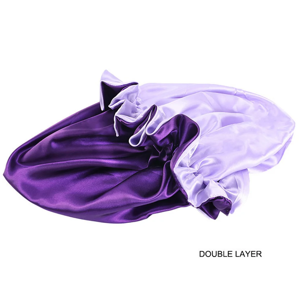 

3 pcs Satin Lace Sleeping Bonnet Wide Brim Hair Protector For Women Chemotherapy Travel Home Use One Size Purple Black Blue