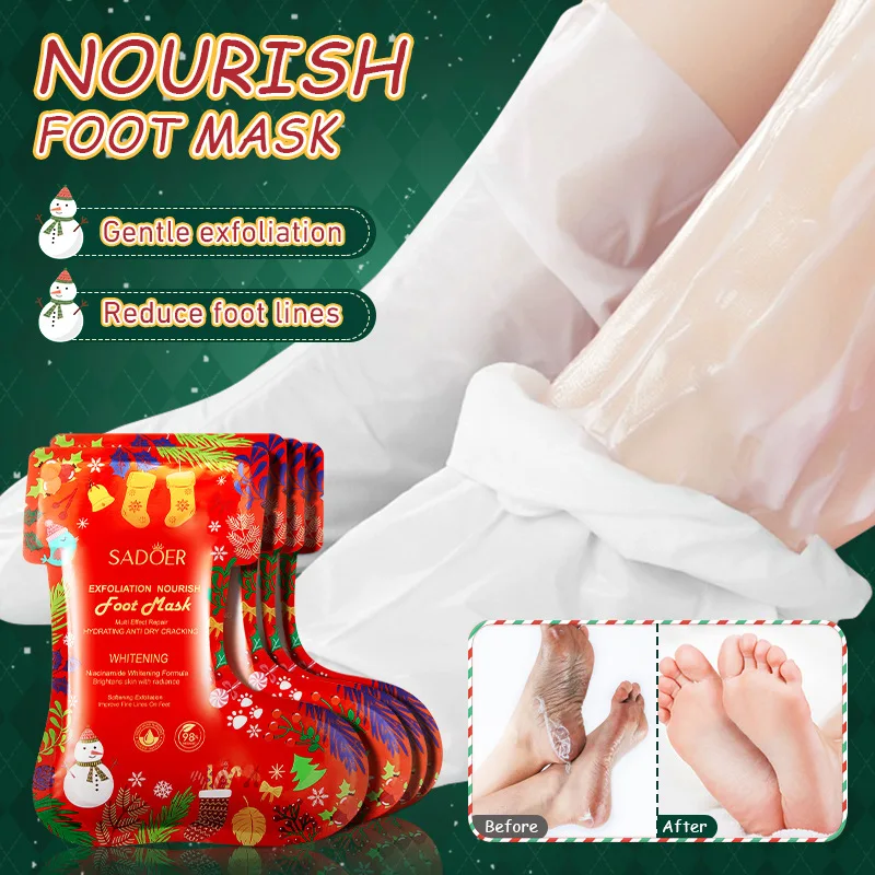 Christmas Exfoliating Foot Mask Foot SPA Pedicure Socks Removing Dead Skin Whitening Feet Peeling Anti Cracked Foot Skin Care