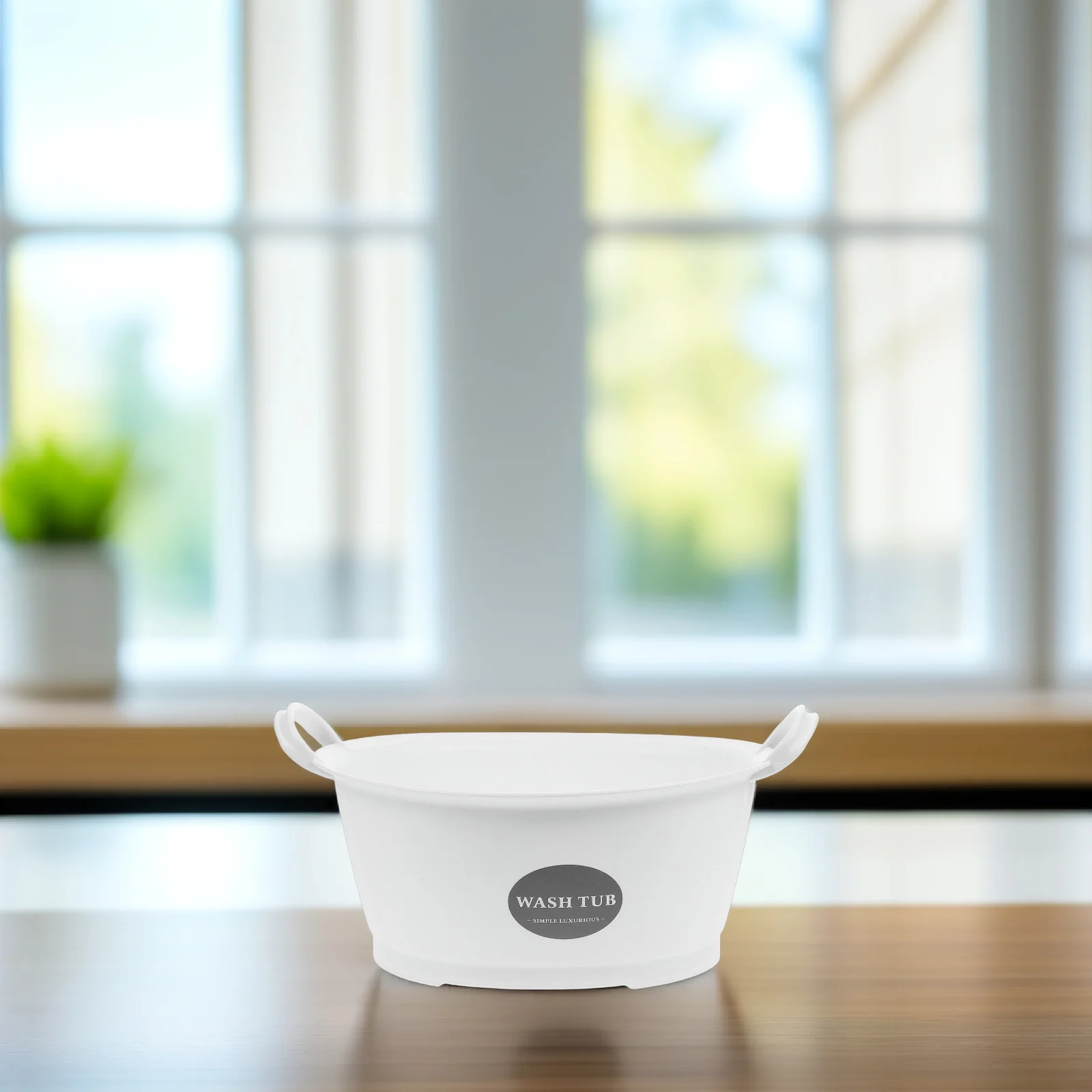 

Household Plastic Washbasin White Dual Handle Design Multipurpose Basin for Face Washing Kitchen Vegetable Washing Storage