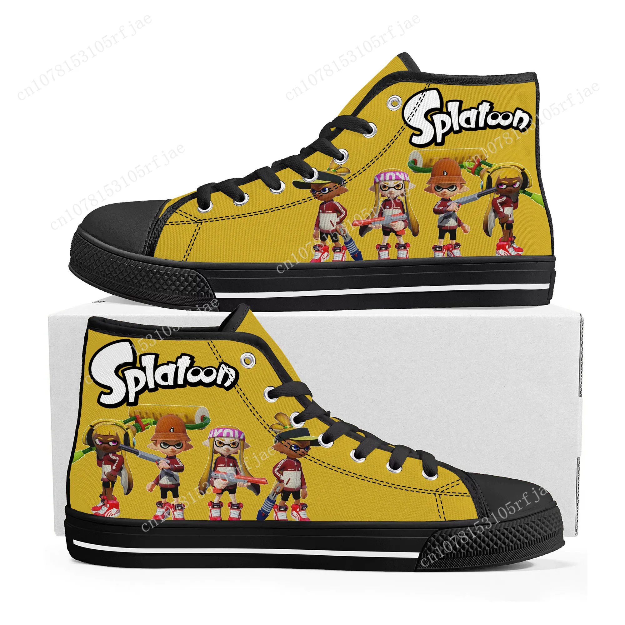 Anime gra animowana Splatoons wysokie trampki mężczyzn nastolatek wysokiej jakości płótno sneakersów moda na zamówienie buty dla par