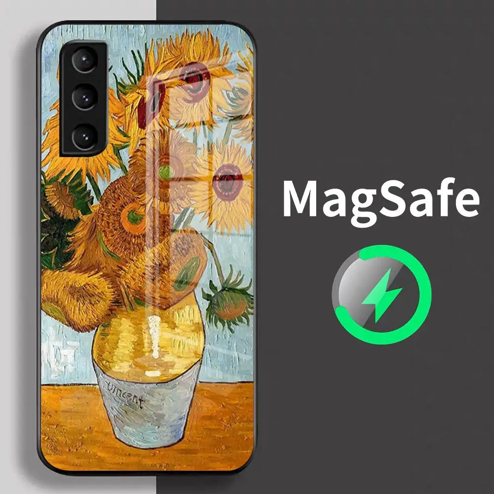 Van Gogh Art AI Handyhülle für Samsung S25 S24fe S23 S22 S21 S20fe N20u Ultra Plus Magsafe Glas Handyhülle