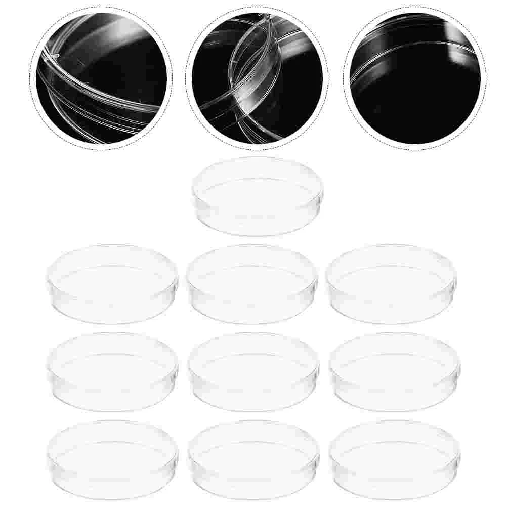 10 Pcs Culture Plate Tray Plates Clear Dishes Cup with Lids for Science Petri Chemistry Tissue Cover