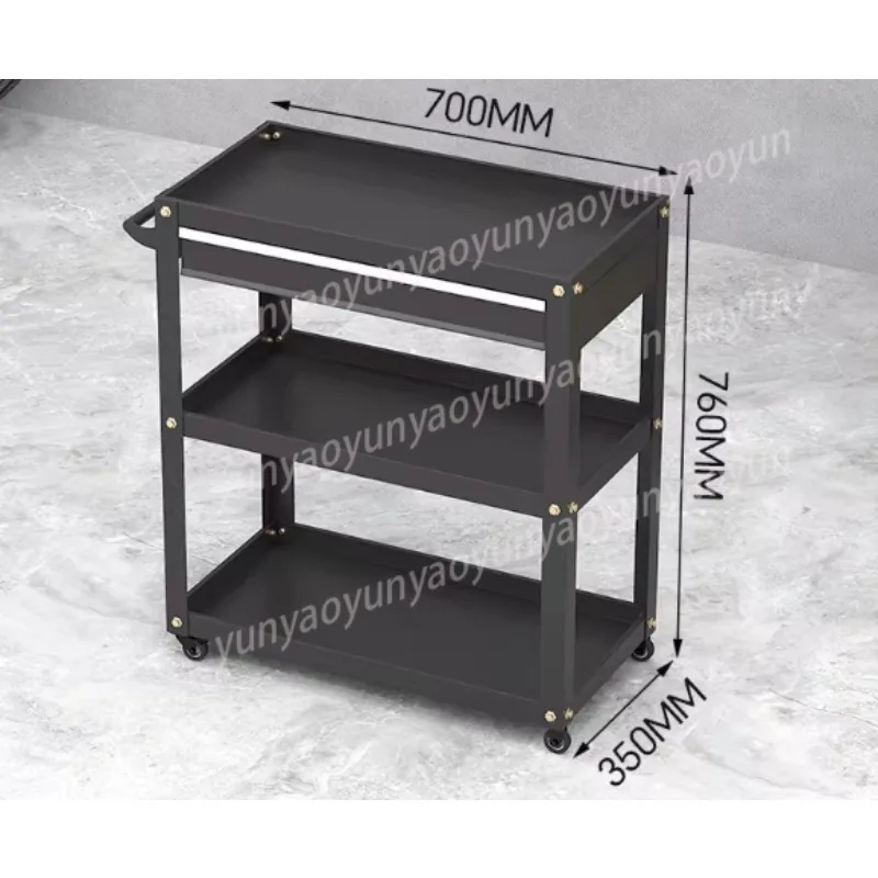 3 Tier Rolling Heavy Duty Tool Trolley Utility Cart with Drawer Hooks Workshop Storage