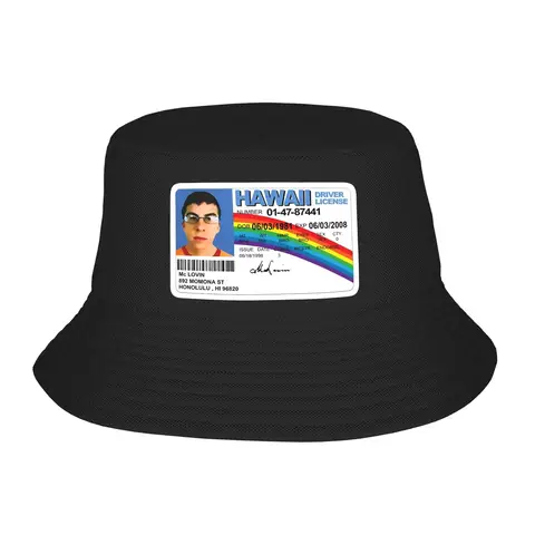 2026 Mclovin Id Card SuperbadGeek Bucket Hat Summer  Vintage Fisherman s For Couple Portable Vacation Caps Hawaii Design Visor