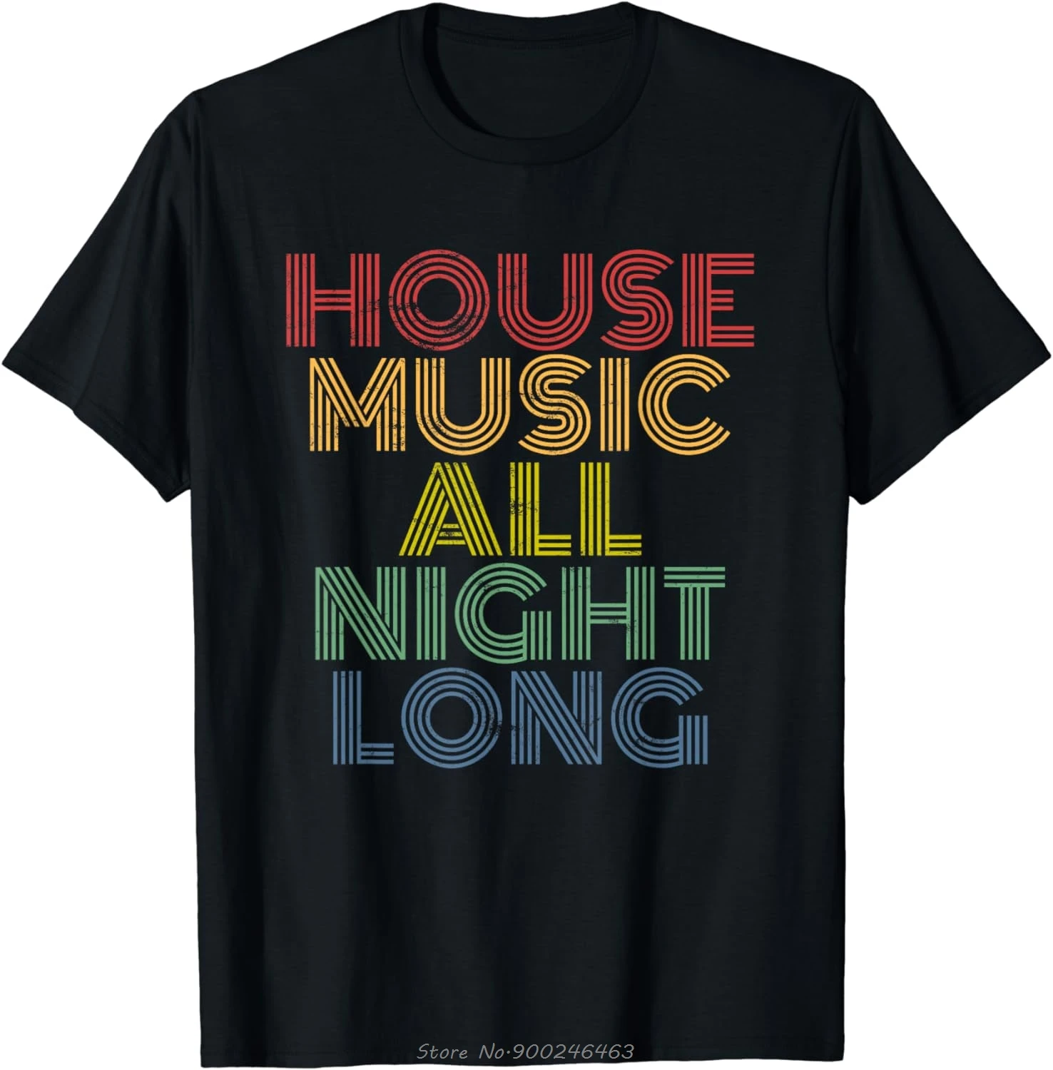 House Music All Night Long, Techno, Rave, EDM, Clubbing T-Shirt Festival Graphic Tshirt Men Clothing Summer Causal T Shirt Tops