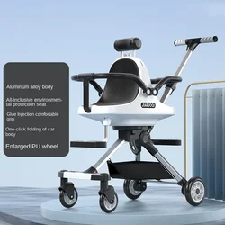 Portable Stroller High Landscape Lightweight Twins Stroller Comfortable Foldable Four Wheels Shock Absorption Baby Stroller