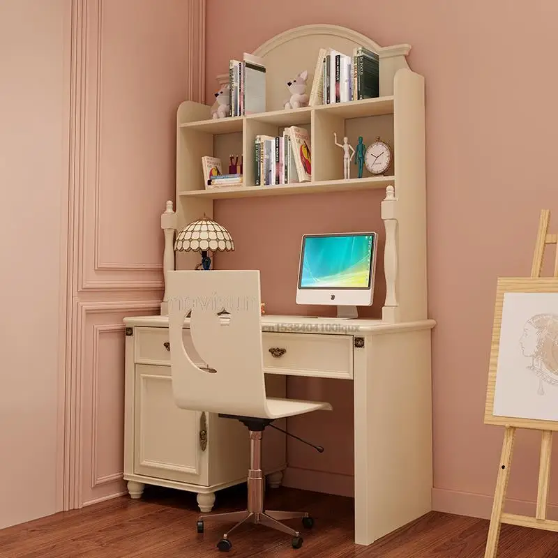 Modern Simple Student Writing Desk American White Computer Desk Combination With Storage Drawers Space Saving Furniture Set