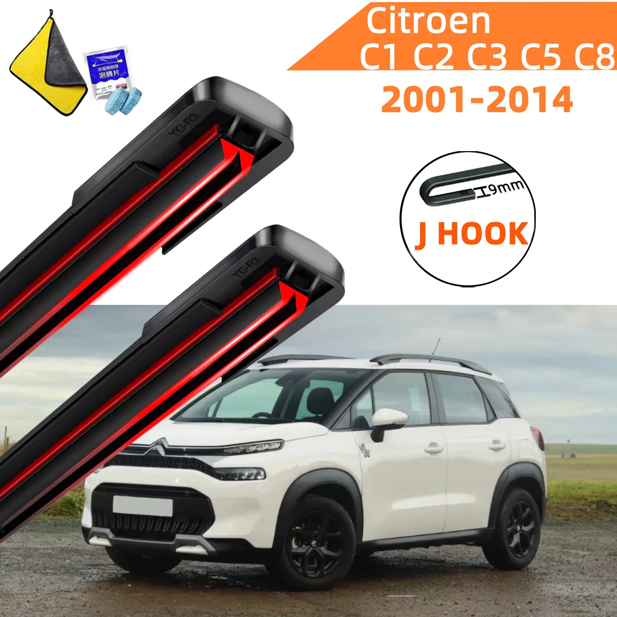 

Double Rubber Car Wiper for Citroen C1 MK1 C2 Europe C3 MK1 Pluriel C5 Estate MK1 C8 Front Blade Brushe Cutter Windscreen Wiper