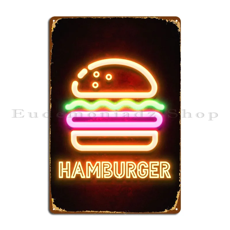 Hamburger Metal Signs Printing Vintage Bar Club Pub Tin Sign Poster