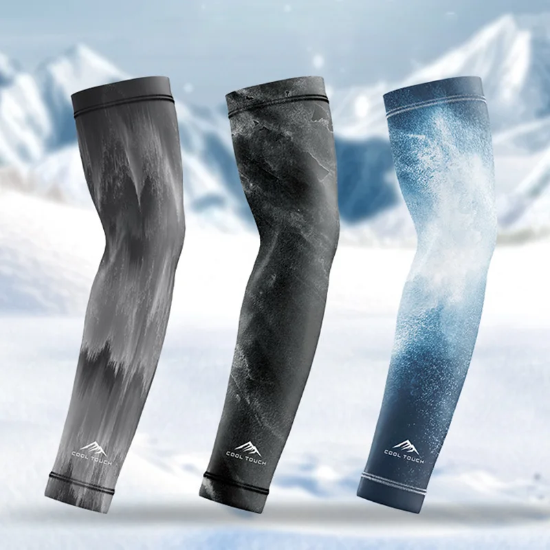 Cooling Arm Sleeves Men Cycling Ice Silk Sun Protection Fishing Summer Oversleeve Breathable Hiking Driving Arm Covers Sports