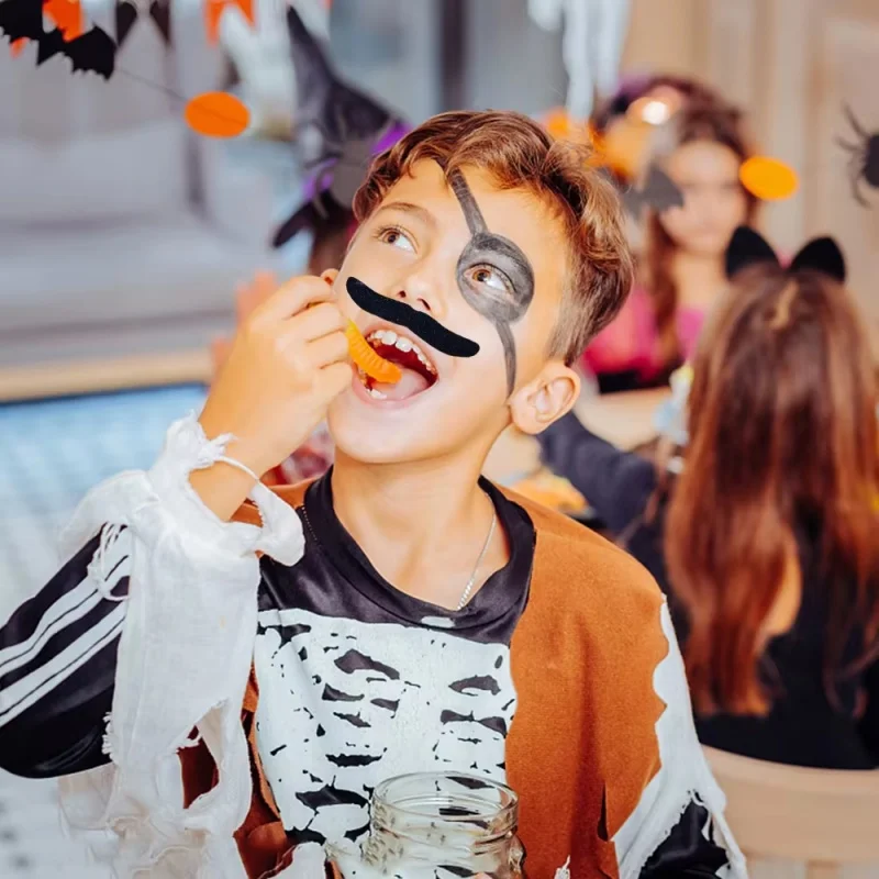 Disfraz divertido de Halloween para niños y adultos, accesorios de fotomatón de barba falsa, 12 piezas, pegatina de bigote falso, 2024