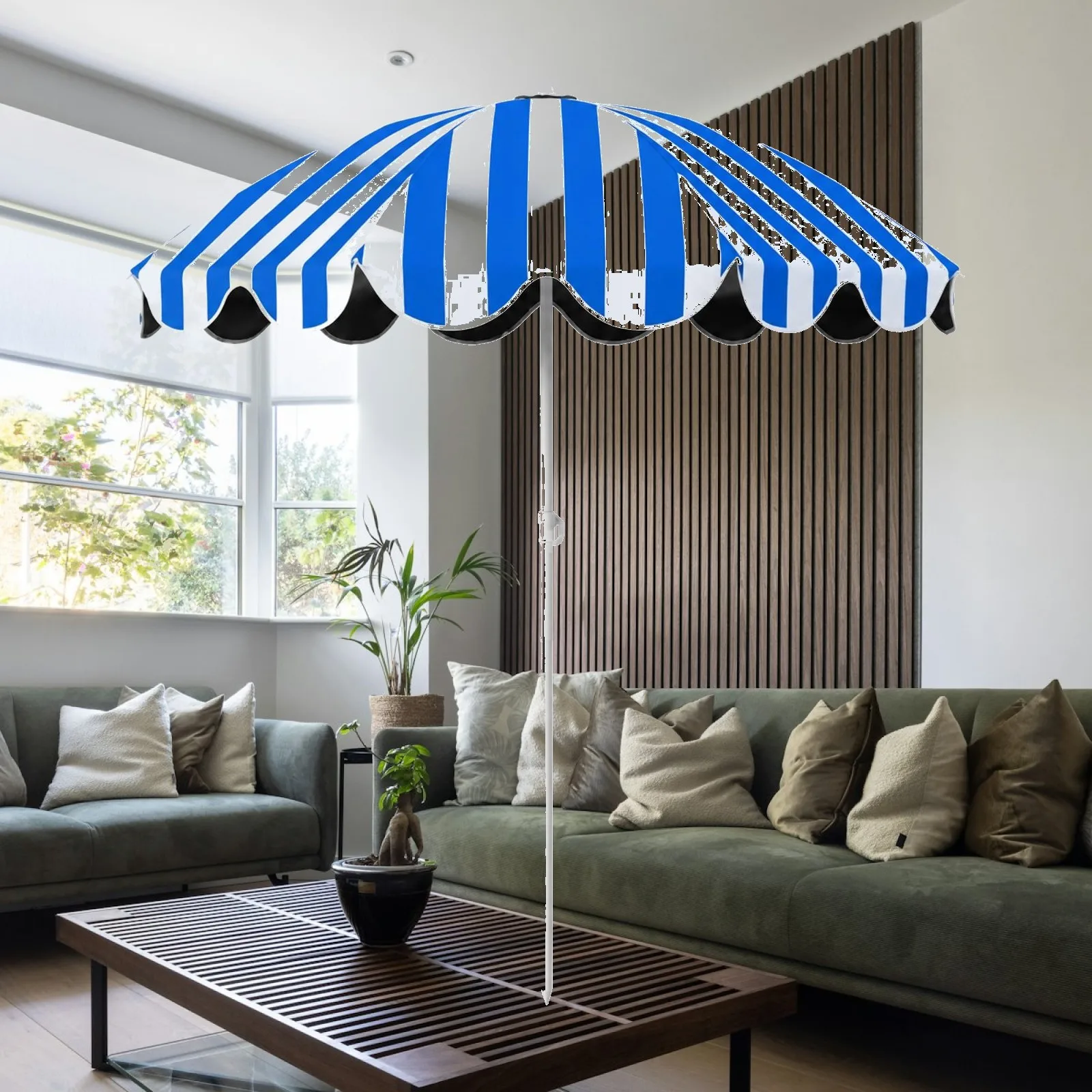Compact Freestanding Patio Umbrella with Fiber Pole for Shoreline Garden Hospitality Shade