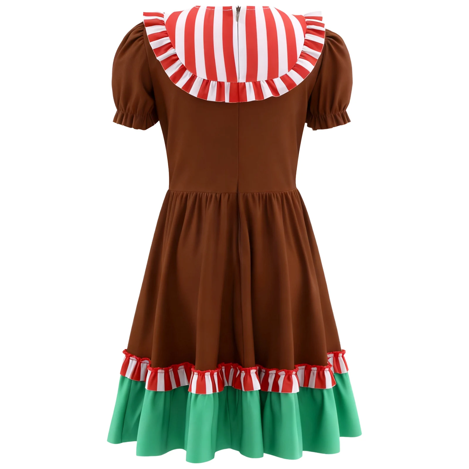 الفتيات عيد الميلاد عيد الميلاد فستان قصب الحلوى الزنجبيل رجل كوكي رجل تأثيري حلي منتفخ الظهر غير مرئية سستة تكدرت فستان