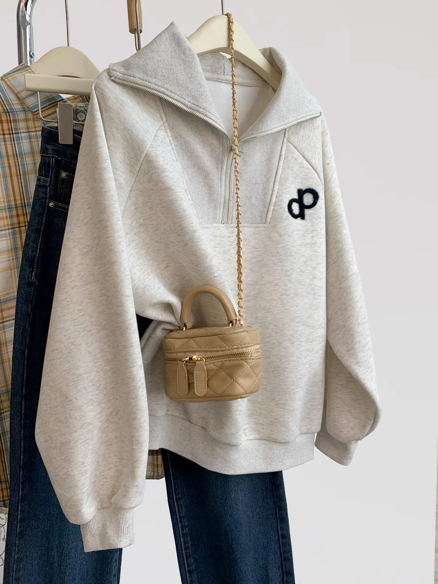 

Женская толстовка на молнии с воротником-стойкой больших размеров, весенняя модная модель