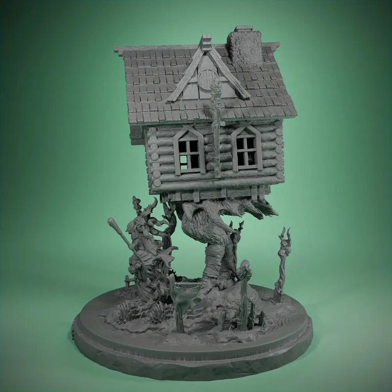 Capanna di Baba Yaga in miniatura in resina dipinta a mano - Perfetta per giochi da tavolo e decorazioni per sala giochi, miniature in resina, regali giocattolo modello