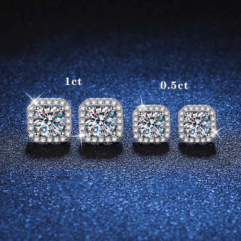 

Luxury Moissanite Earrings For Women Wedding Bridal S925 Sterling Silver Couples Stud Earring Anniversary Gift