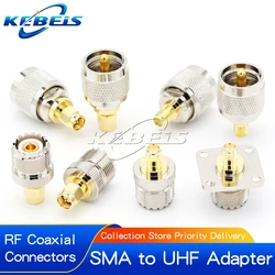 1PCS SMA to UHF Adapter UHF SO239 PL259 to SMA Male Plug & Female Jack RF Coaxial  Connector Wire terminals Straight Brass