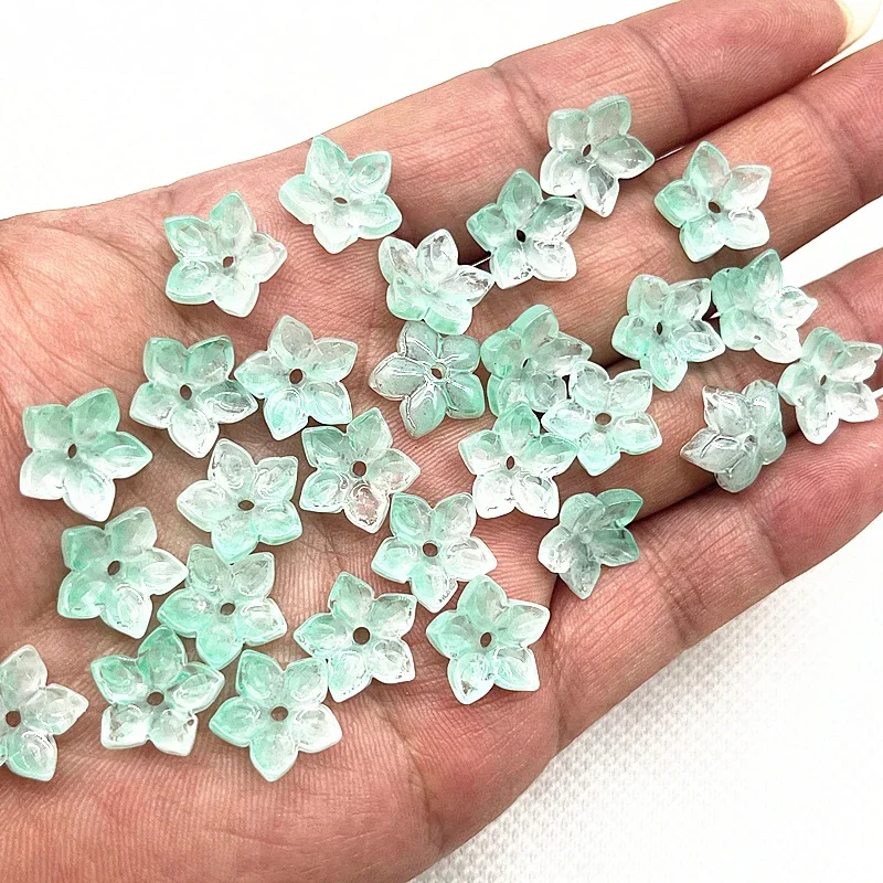 30 Stück 12mm Fünfblättrige Blumen-Lampwork-Perlenkappen Glas-Abstandhalterperlen für Schmuckherstellung DIY-Zubehör Haarnadeln – Detail 11