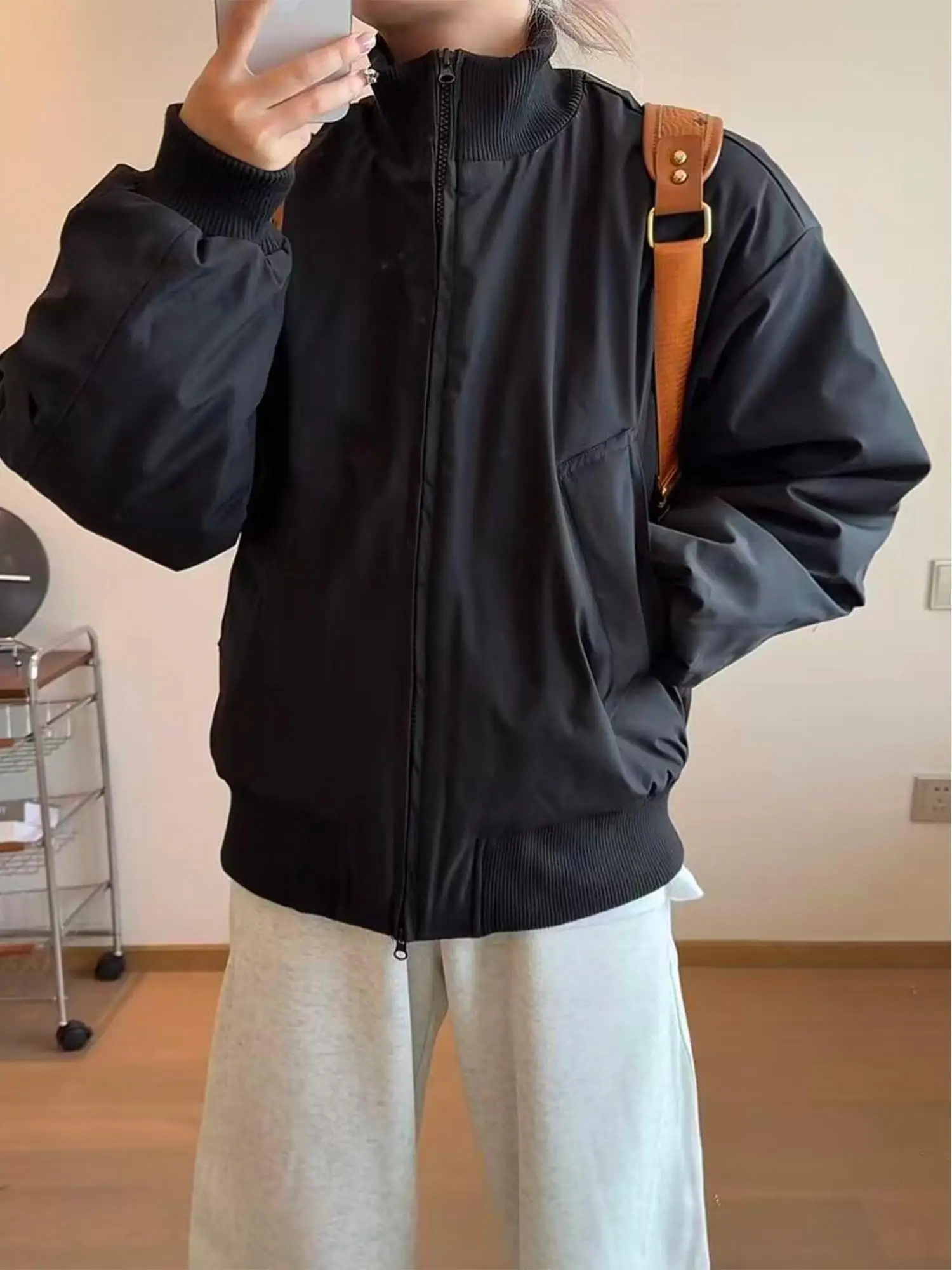 

Bla ort Flight Jaet Cotton Men's Autumn Winter American Sle Stand Collar Baseball Cotton Coat Stand Fit Casual Wear