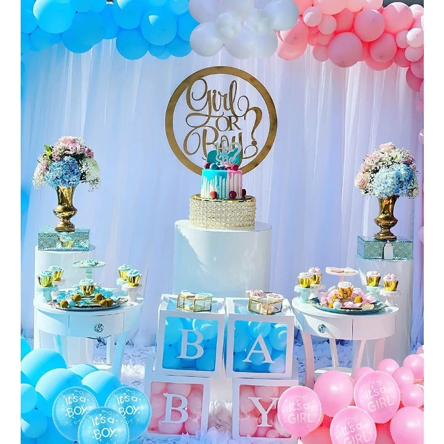50 Uds. Globos reveladores de género en látex rosa, azul y blanco para decoraciones de Baby Shower, perfectos para fiestas temáticas, fondo fotográfico