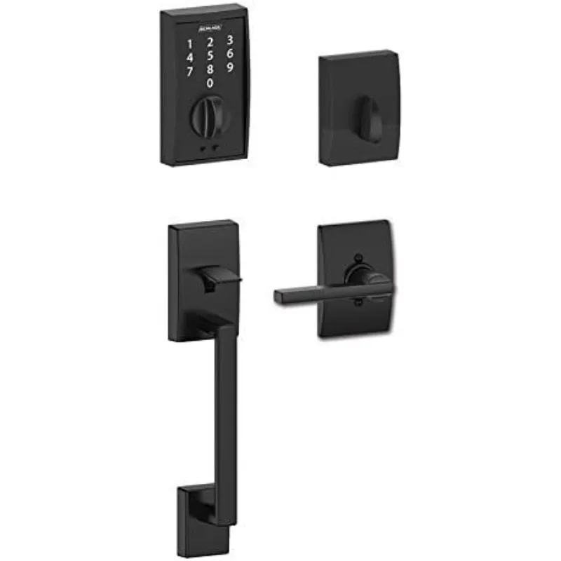 

Touch FE375-CEN-622-LAT Matte Black Keyless Touchscreen Deadbolt with Century trim paired with Century Handleset and Lat