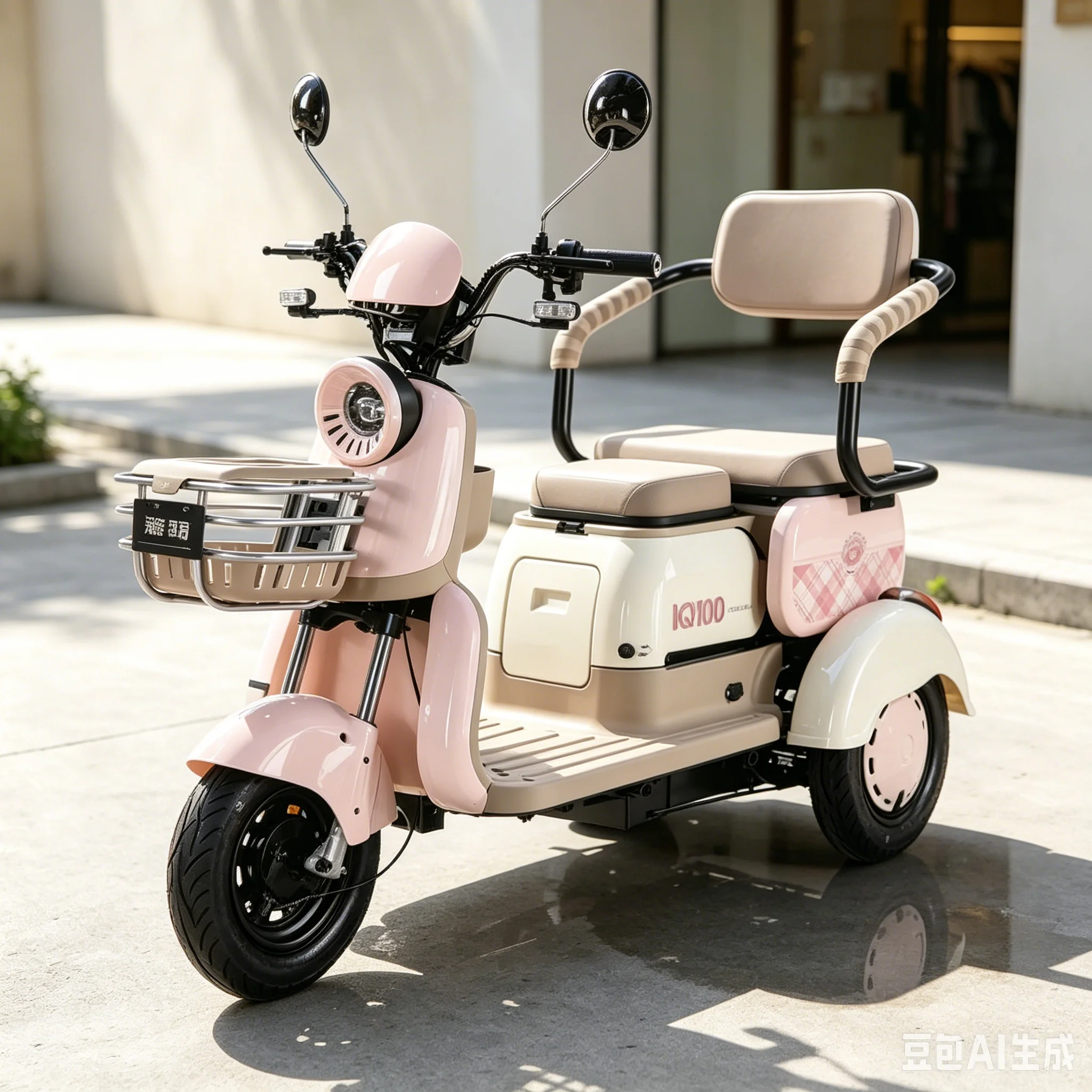 Urban Commute Electric Scooter 3 Seater, Leisure E-Tricycle for Adults Seniors, Child Pickup Dropoff Daily Transport