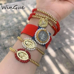 New Arrival Religion seed beads Adjustable Bracelets Boho Red Bracelets for Party Pearl Catholic Bracelet Jewelry W2510