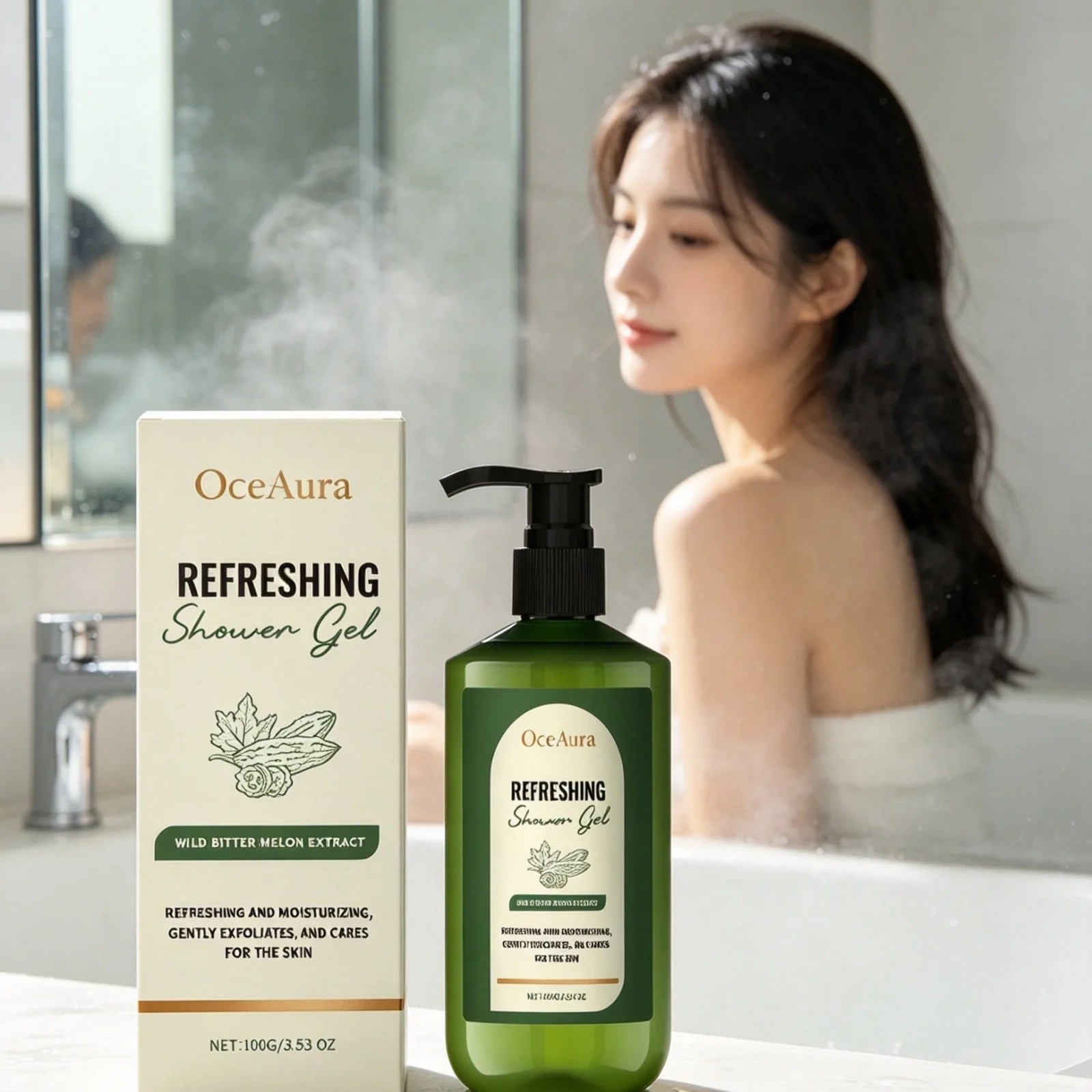 OceAura Refreshing Body Wash Long Lasting Hydration Reduce Peeling Soothing Skin Dryness Improve Dullness Gentle Shower Gel 100g