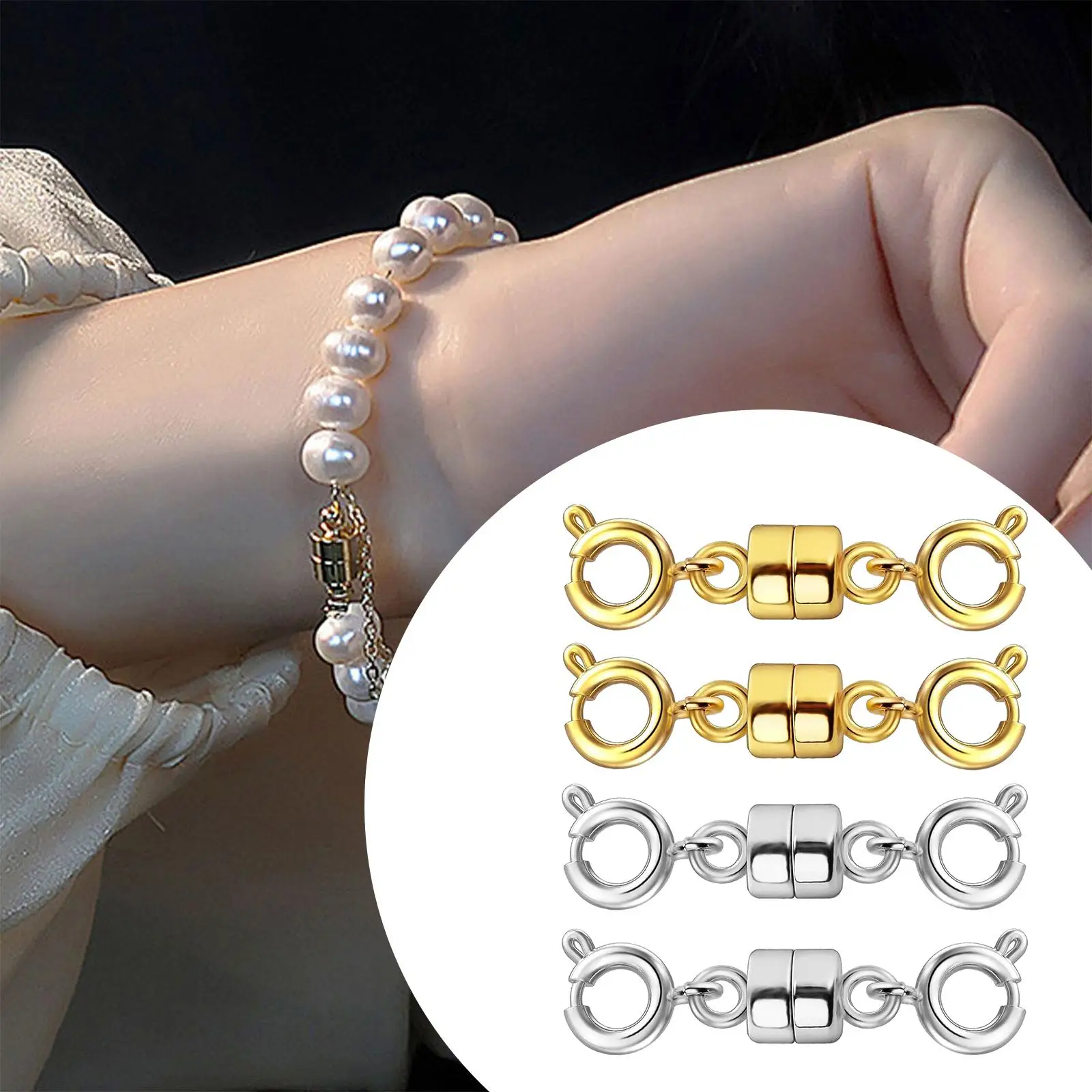 4x Locking Magnetic Clasp Closures Exquisite Durable Necklaces Chain Extender Converters for Bracelet Jewelry Making Accessories