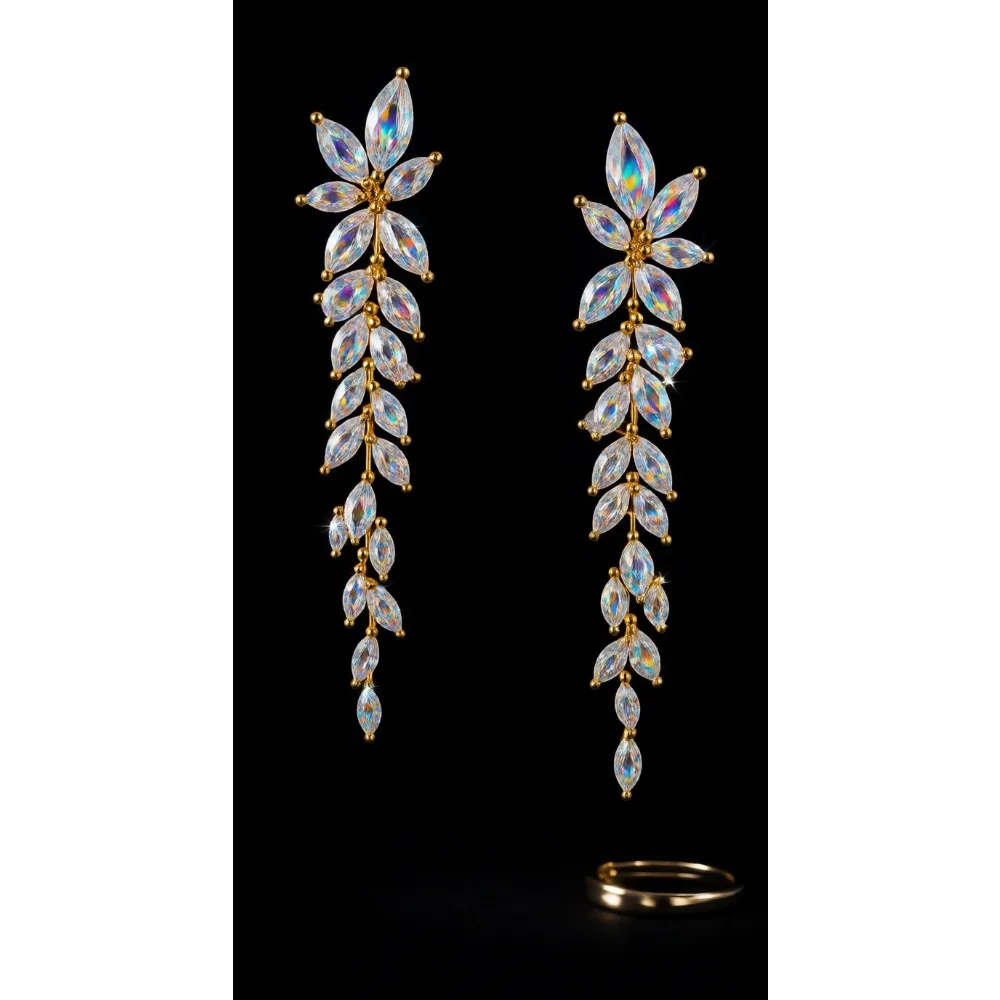 

Серьги-подвески с кубическим цирконием в форме маркизы для свадеб, выпускных вечеров и торжеств