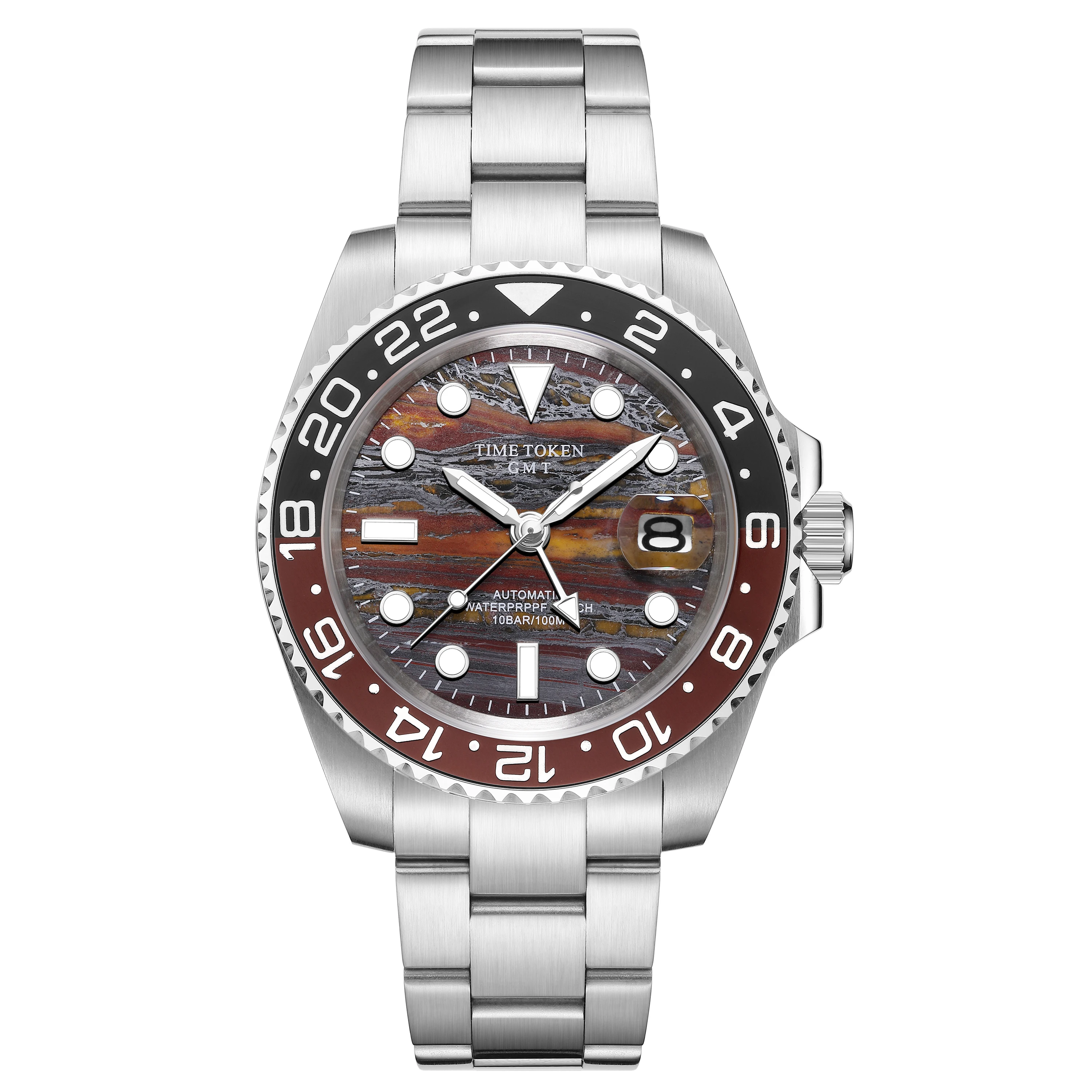 

Tiger Iron GMT Men's Automatic Watch Super Luminous 10ATM Water Resistant Calendar Display Unique Design 2026 New