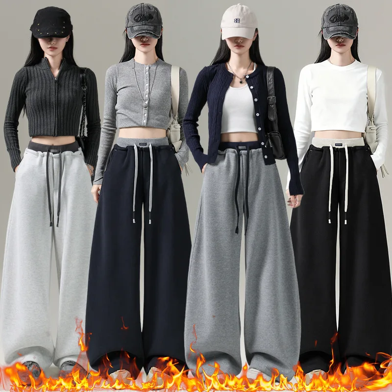 بنطال واسع الساق للنساء لخريف وشتاء 2025 بنطال رياضي معلق بأرجل مستقيمة بنطال رياضي فضفاض أمريكي غير رسمي #3