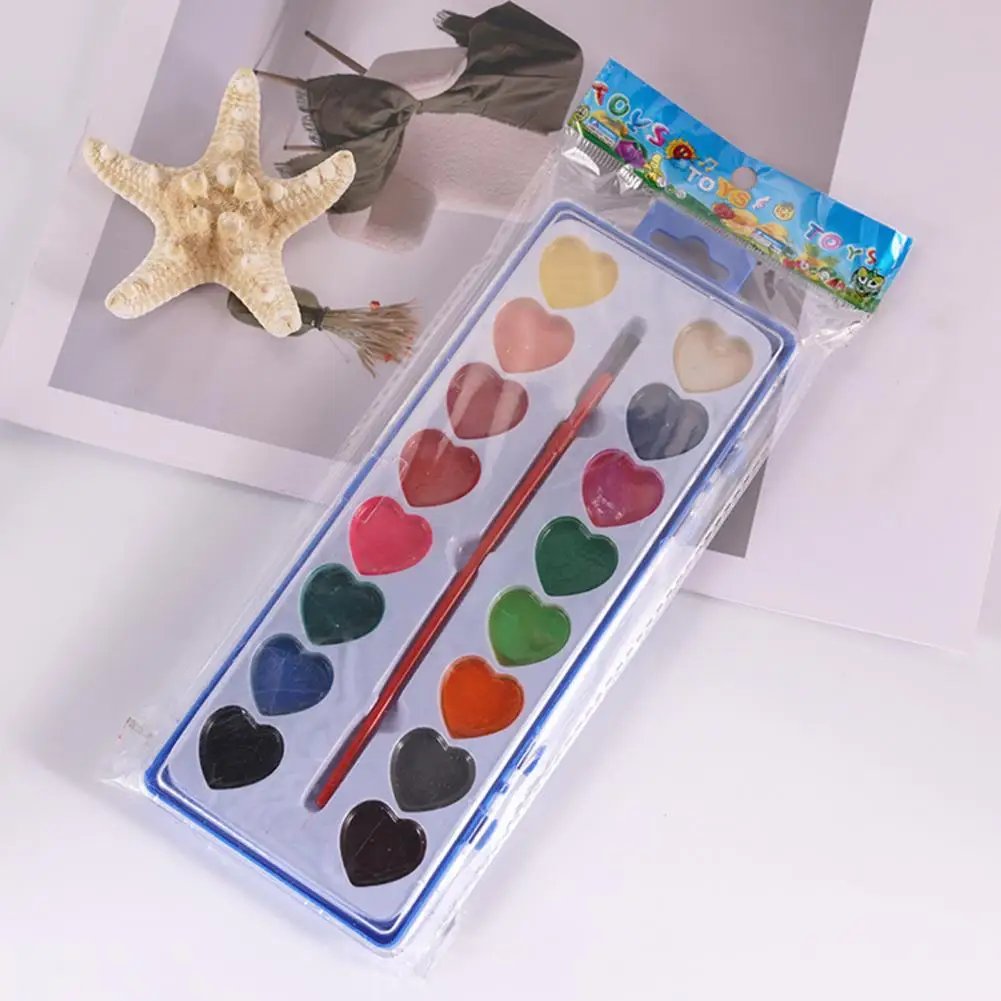 مجموعة ألوان مائية سهلة الاستخدام أطقم ألوان مائية محمولة للأطفال 6/12 قطعة طلاء محاصر قابل للغسل لمرحلة ما قبل المدرسة للأطفال