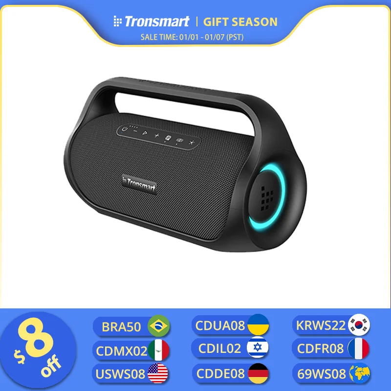 Tronsmart Bang Mini Speaker 50W Portable Party Speaker with Bluetooth 5.3, Stereo Sound, NFC Connection, Built-in Powerbank