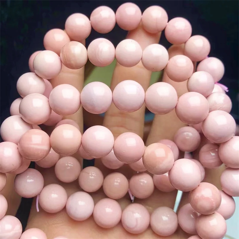 Natural Pink Opal Bracelet Women Sweet Reiki Healing Fengshui Energy Strand Bangles Jewelry 1pcs  9/10MM